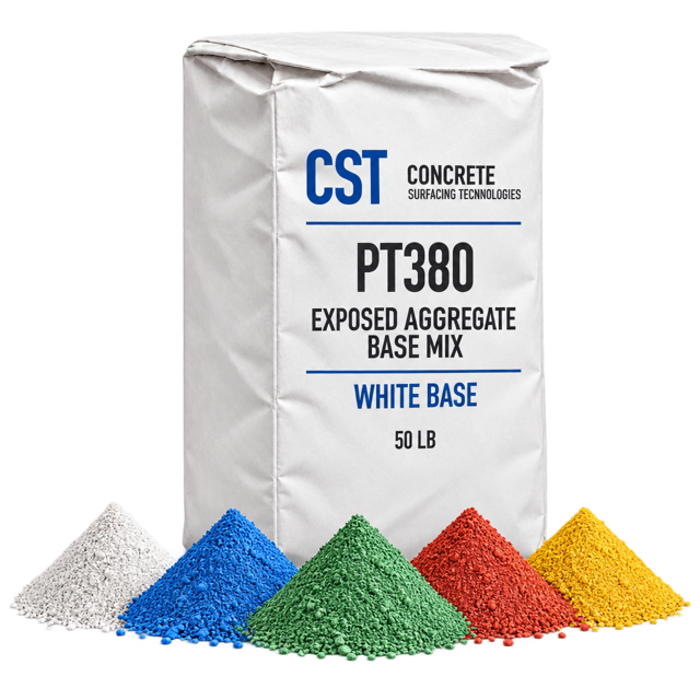 PT380 white-base bag with white, blue, green, red and yellow illustrative color sample piles